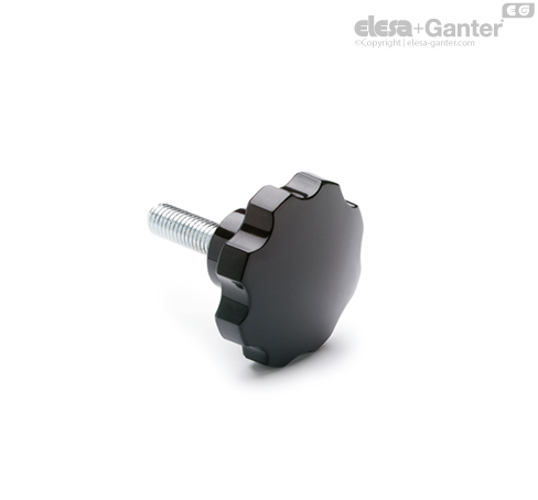 VH.153-p Solid lobe knobs Zinc-plated steel threaded stud